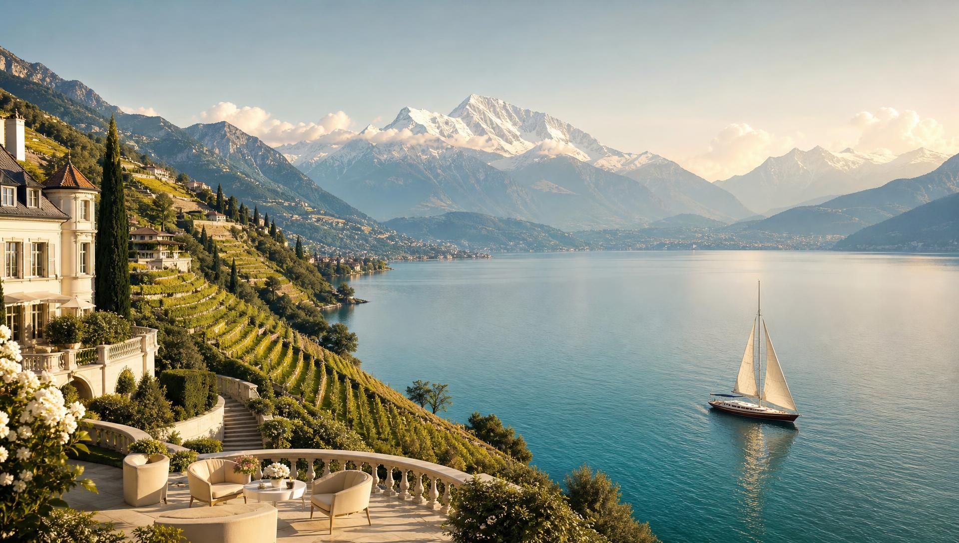 Vue de Genève avec le lac Léman